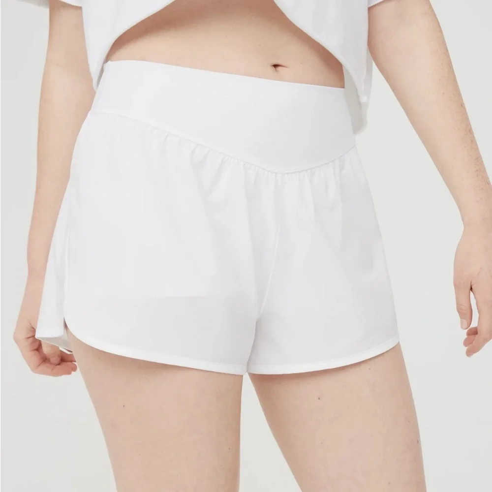 Aerie OFFLINE Nylon Printed Running Short Size Small White Rarely Worn